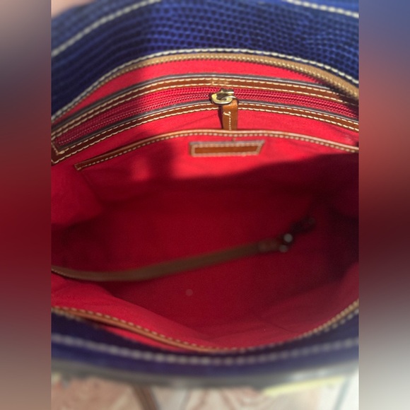 Dooney Bourke Navy Lizard Embossed Leather Tote Bag Shoulder Bag - Picture 4 of 6